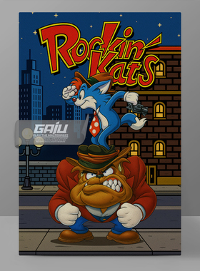 纽约大拳猫装饰画Rockin Kats壁画红白机FC游戏墙画猫仔拳王挂画