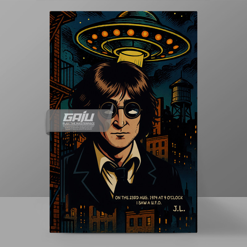 约翰列侬装饰画John Lennon UFO壁画怀旧摇滚音乐人原创高清挂画