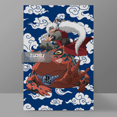 蛤蟆仙人自来也装 饰画好色仙人墙画通灵兽蛤蟆忠壁画原创收藏挂画