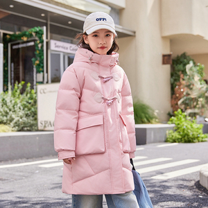 正品巴拉中长款儿童羽绒服女童中大童冬季洋气宝宝女孩加厚外套潮