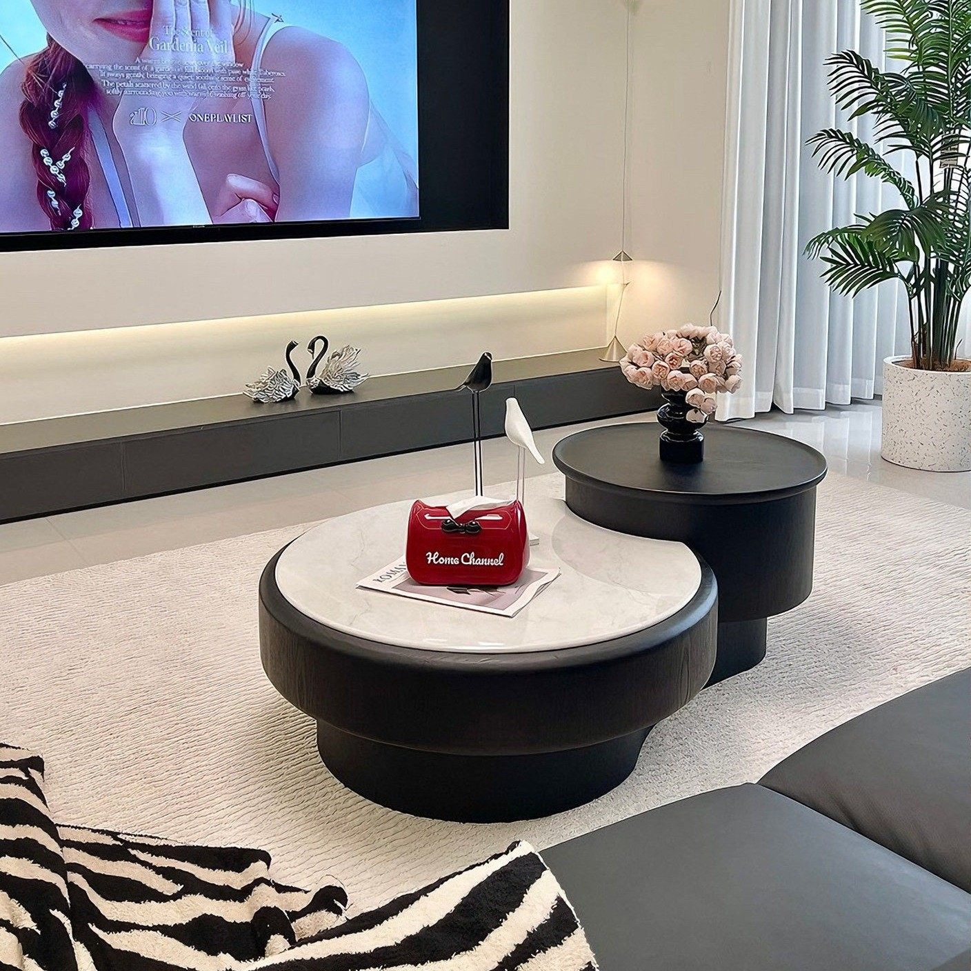 意式微晶石轻奢茶几圆形升降储物高级感客厅家用小户型简约茶几,住宅家具,茶几,淘宝优惠券,粉丝福利购,淘宝优惠卷