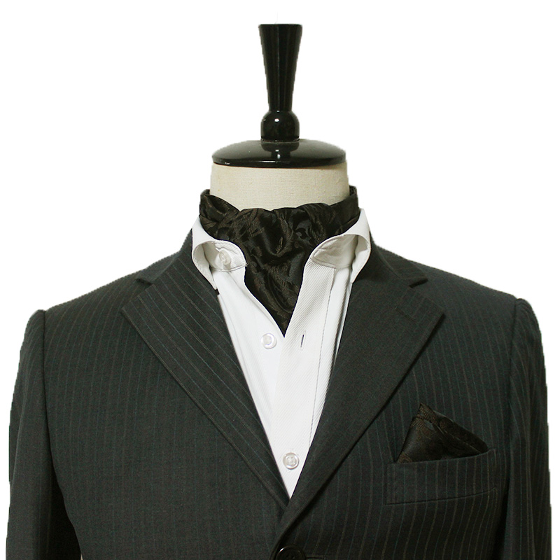 新款黑色咖啡棕色佩利斯骚潮真丝桑蚕丝领口巾长丝巾男围巾A-7650