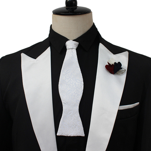 新品原创白色葫芦型领带免打韩版JK婚纱楼旅拍燕尾服西服领带1255