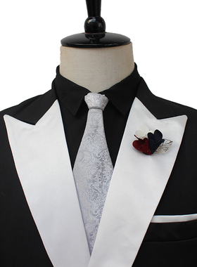 新品银灰色葫芦型领带免打韩版JK婚纱楼旅拍燕尾服西服领带1252