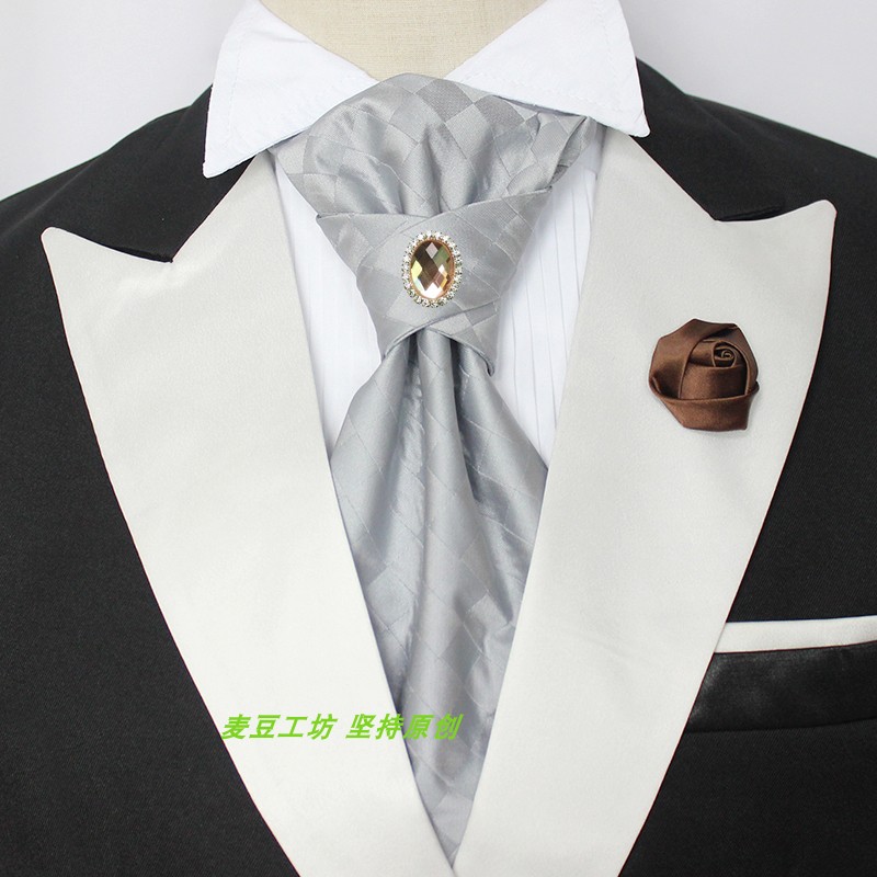 水钻香槟金色懒人免打礼服领带