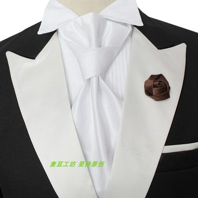 新款原创白色香港懒人免打领带