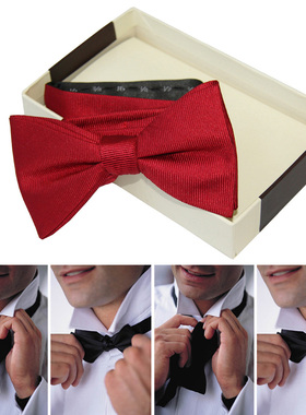 大红色竖纹手打葫芦真丝桑蚕丝领结 结婚领结自己打结的领结P263