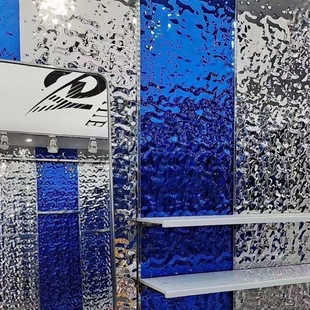 蓝宝石 天空蓝色 不锈钢水波纹板 KTV天花吊顶银色镜面装饰板现货