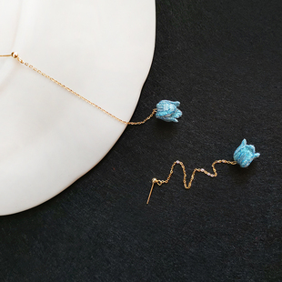 刺绣耳环diy材料包桑蚕丝花朵自制材料包高端创意礼品DIY苏绣耳钉