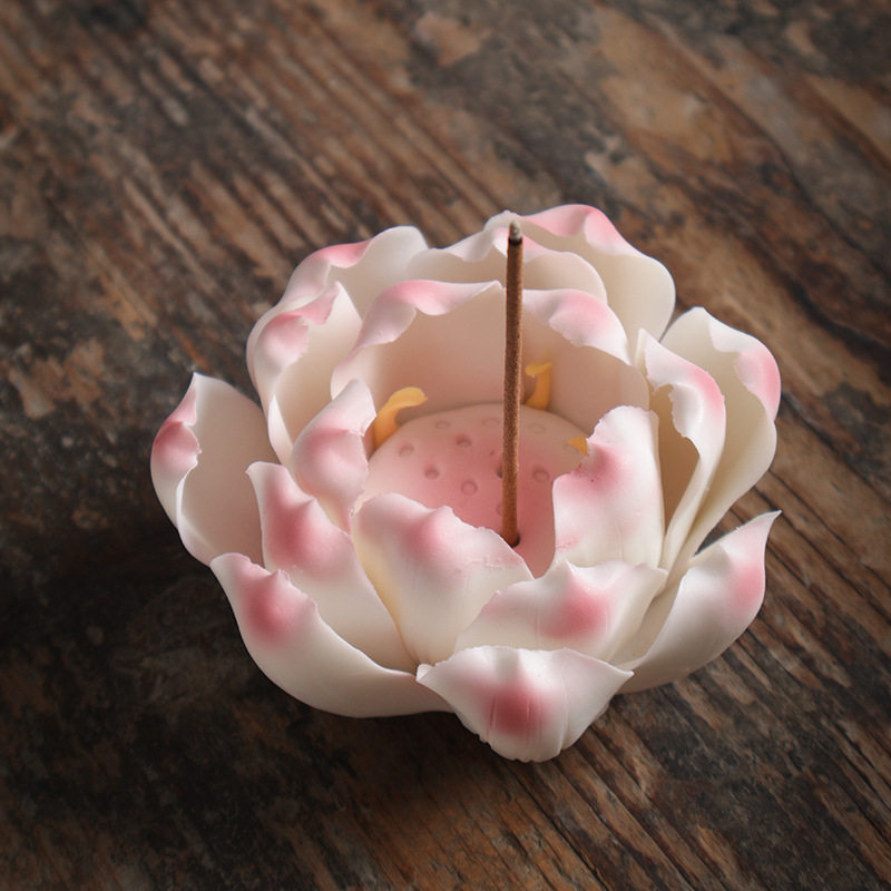 陶瓷手工莲花线香插多孔