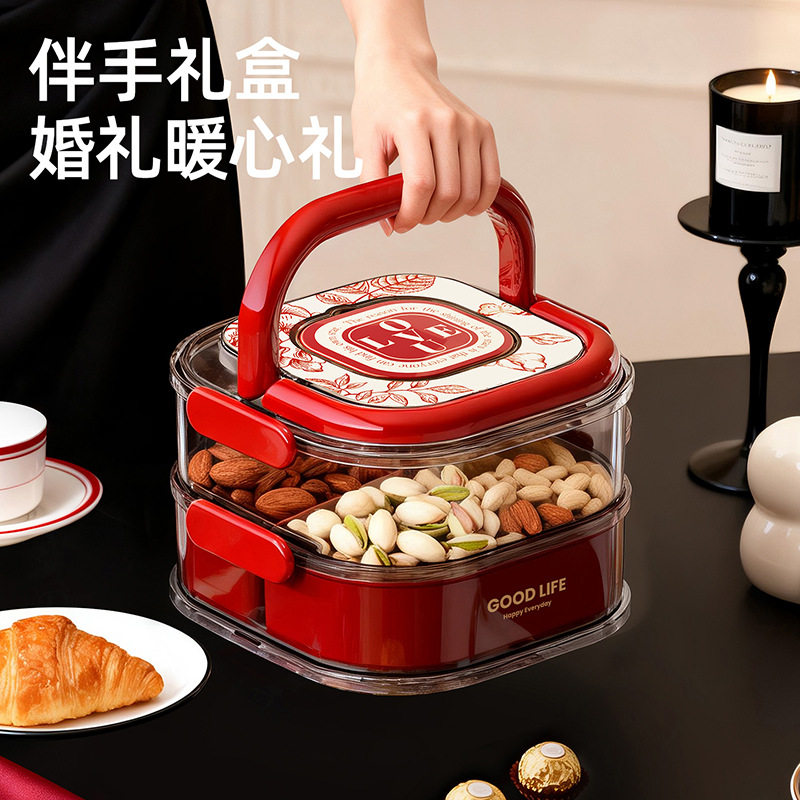 手提多层干果盒糖果篮喜