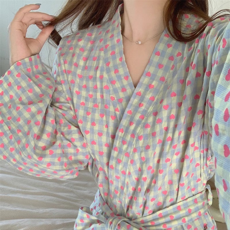 日系甜美睡衣浴袍春秋新