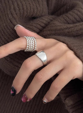 多层麻花戒指女ins风轻奢高级感小众设计简约个性百搭休闲食指环