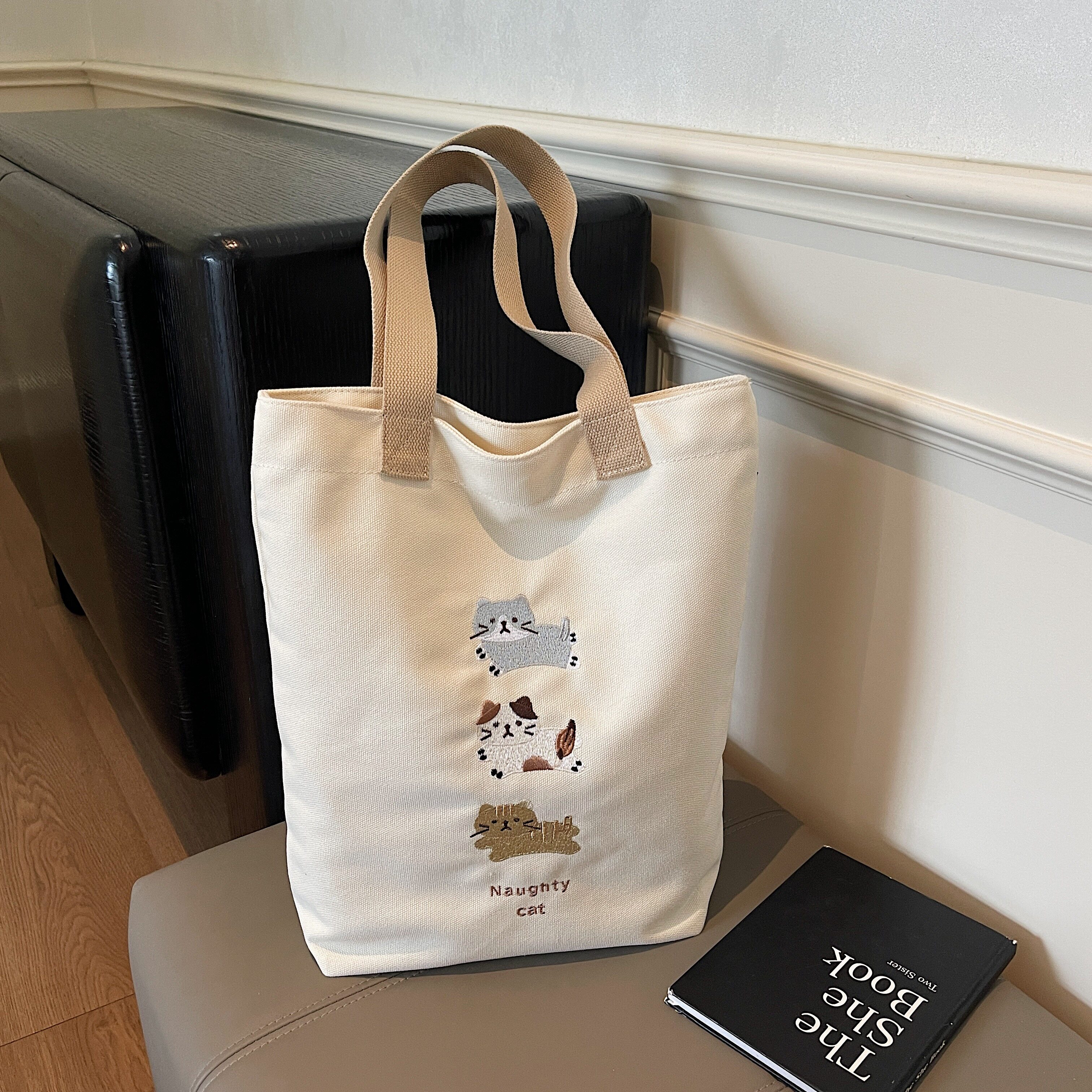 帆布包大容量包包休闲水桶布包刺绣简约百搭单肩包上班通勤文艺