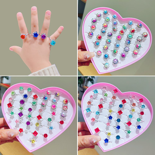 儿童戒指公主仿真钻戒女水晶宝石