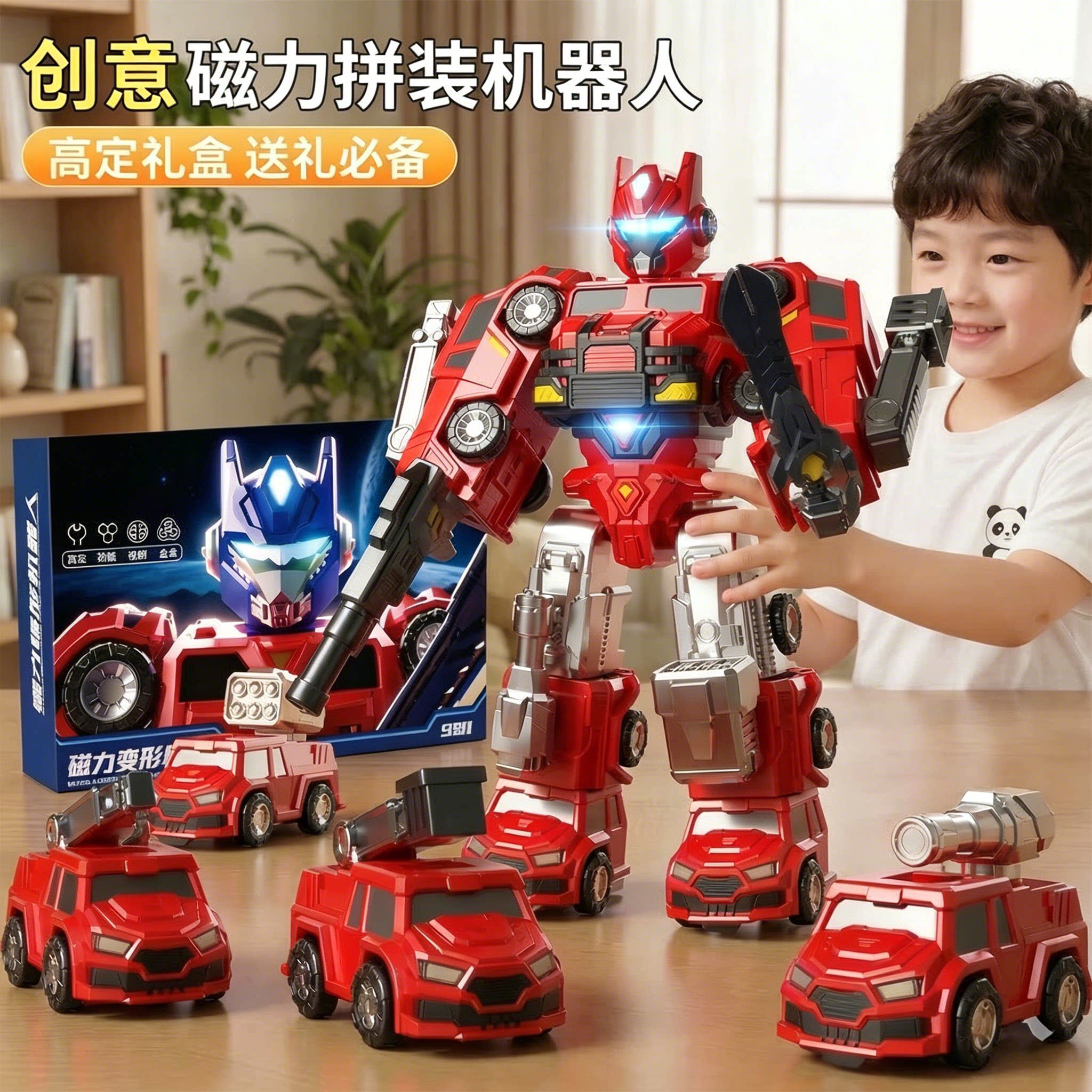 变形玩具5消防汽车机器人擎天手办模型柱6男童3金刚儿童节4男孩子