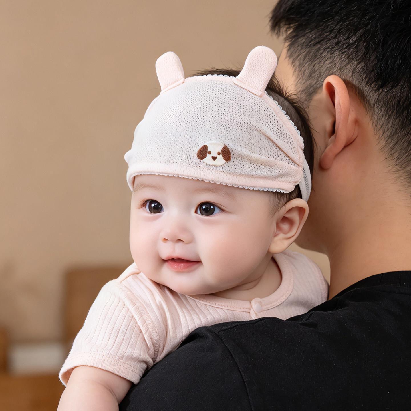 婴儿帽子夏天空顶帽护囟门帽新生儿小月龄宝宝空调房胎帽可爱发带
