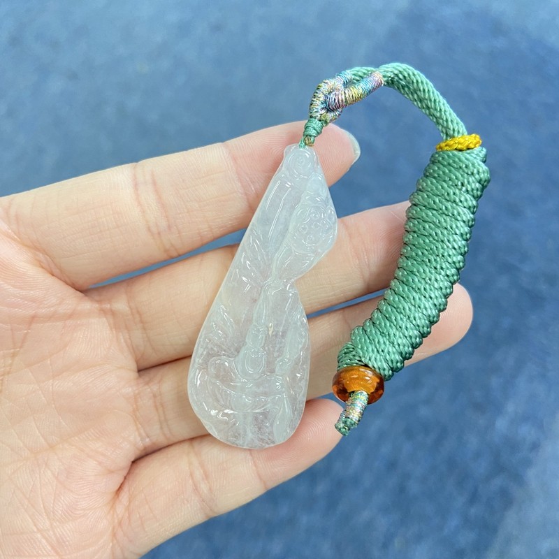 天然缅甸a货翡翠冰种花开见佛吊坠男女情侣款挂件送鉴定