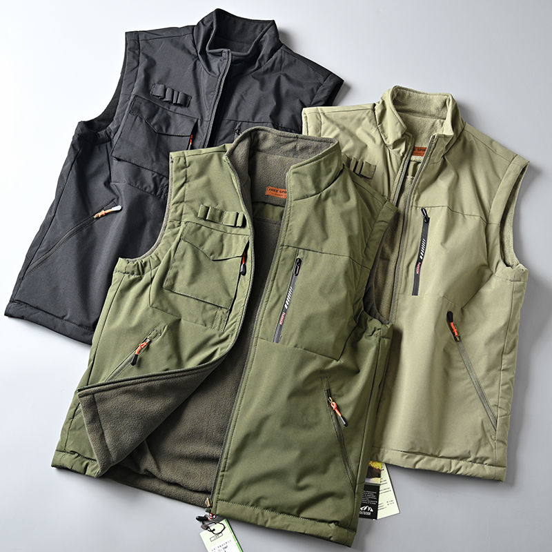 马甲背心工装口袋两面穿摇粒绒潮