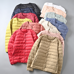 外套潮 内搭短款 试衣间外贸女装 轻薄圆领羽绒服保暖内胆无领便携式