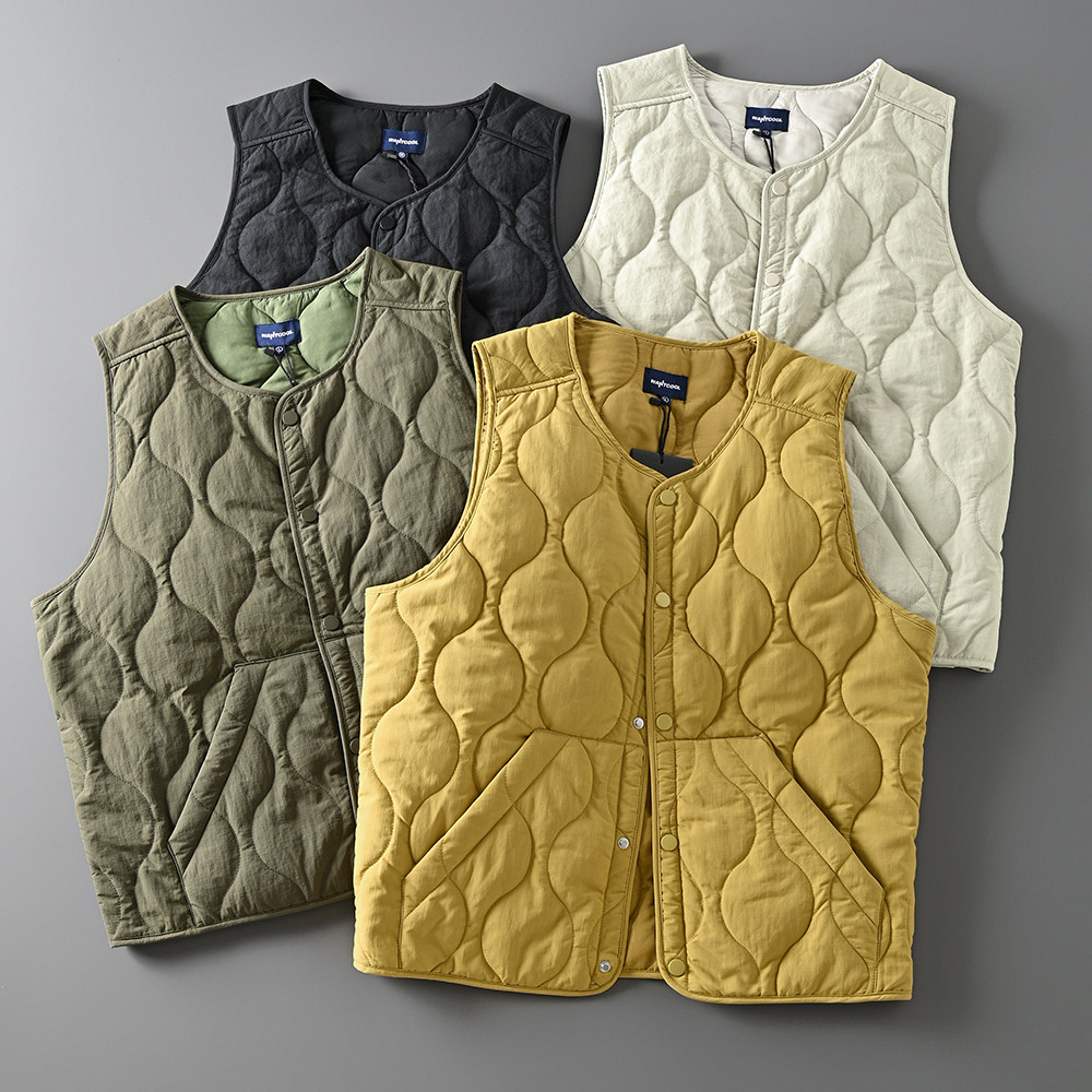 日系复古轻量化防风防泼水葫芦型绗缝夹棉保暖休闲马甲背心外套男,男装,常规马甲,淘宝优惠券,粉丝福利购,淘宝优惠卷