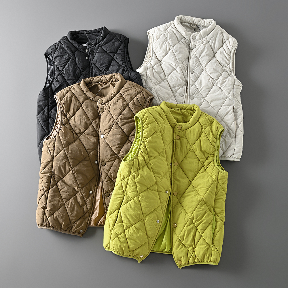 外贸尾单男士秋冬日系复古山系绗缝立体绗棉保暖时尚立领马甲外套