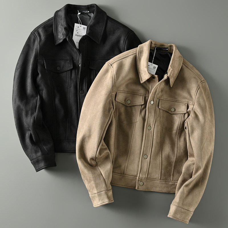 细腻麂皮男士复古夹克休闲外套