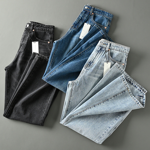 女垂感拖地阔腿裤 宽松直筒高腰老爹牛仔裤 潮 网红同款 外贸原单女装