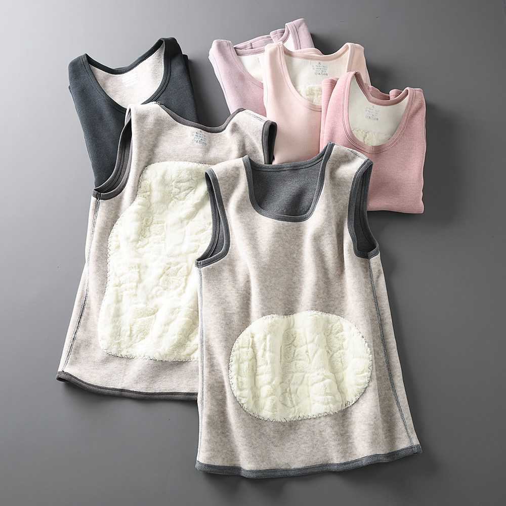 桑蚕丝羊毛混纺保暖背心冬季东北抗寒加绒加厚护腰坎肩马甲打底衫