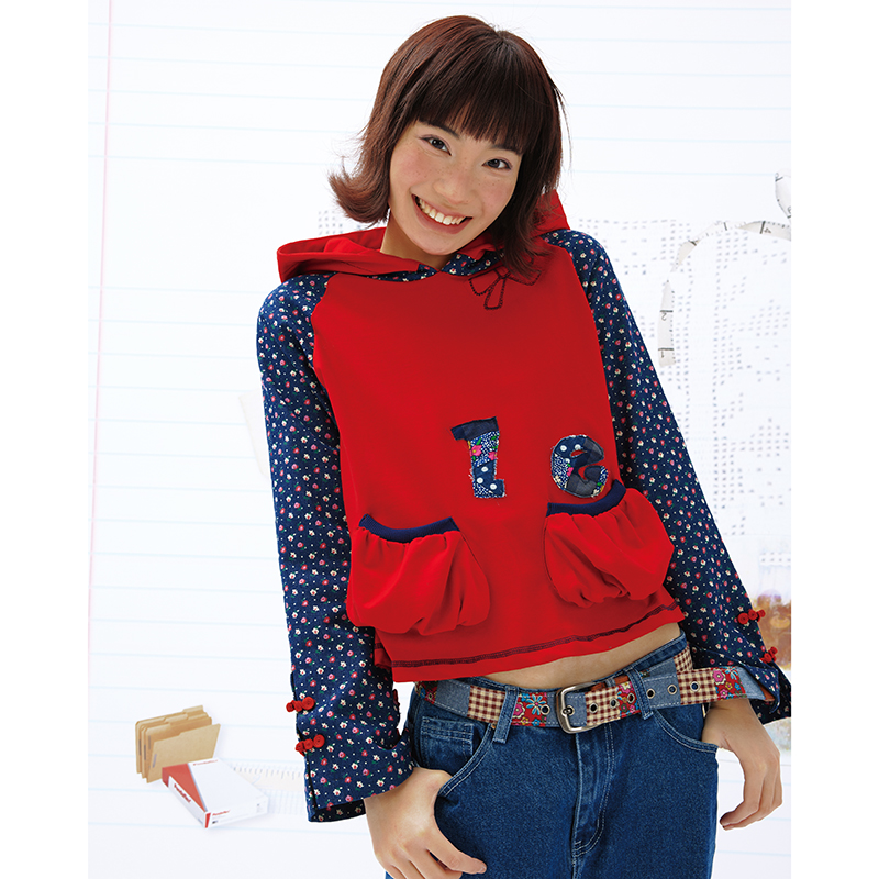 乐饿乐 ufooffice25新品 古早文字拼布撞色盘扣卫衣