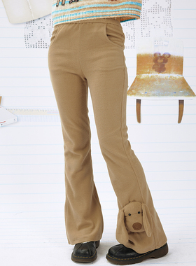 楽饿楽 ufooffice25新品 立体狗狗垂耳衍棉短绒弹力长裤