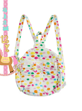 乐饿乐  新款彩色波点绒绒 可爱多口袋实用双肩背包 百搭