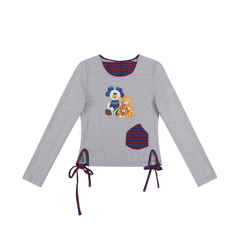 coconut系列 玩偶家族 不规则条纹拼接上衣