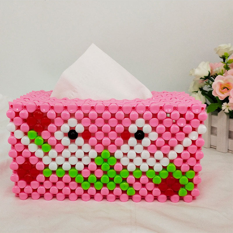 手工串珠纸巾盒简约抽纸盒餐巾纸盒编织多功能收纳盒成品树脂摆件