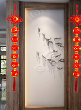 手工串珠吉祥灯笼客厅红色中国结装饰挂件中式新年工艺品饰品成品
