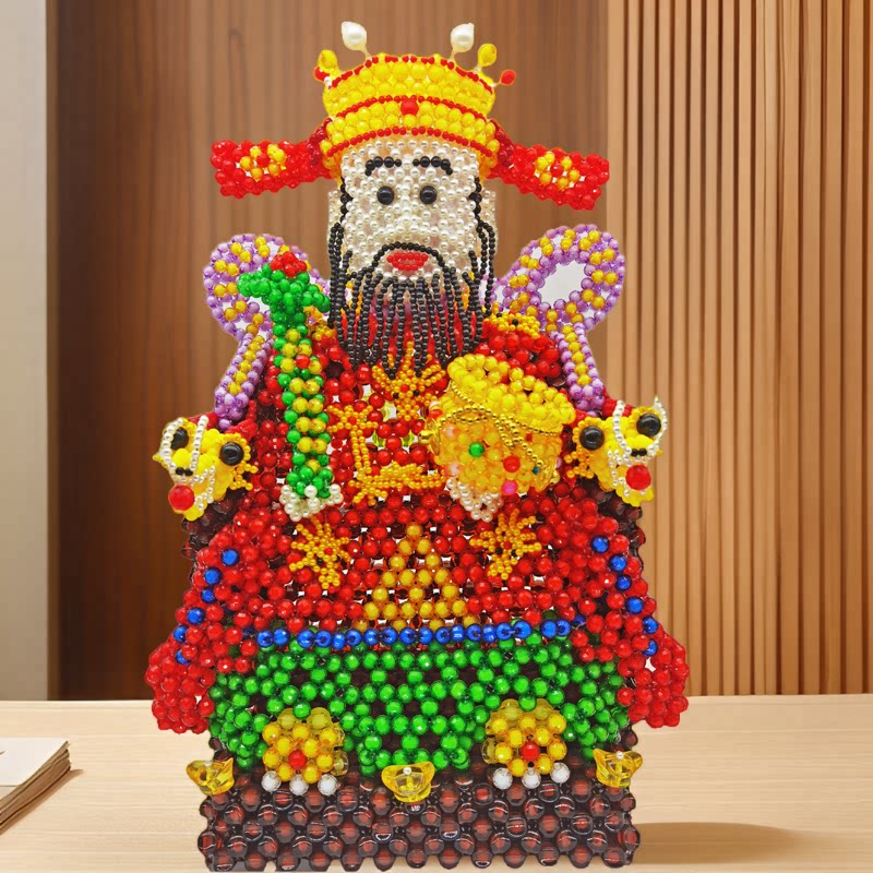 手工串珠财神客厅乔迁节日装饰摆件创意手工编织乔迁节日摆件