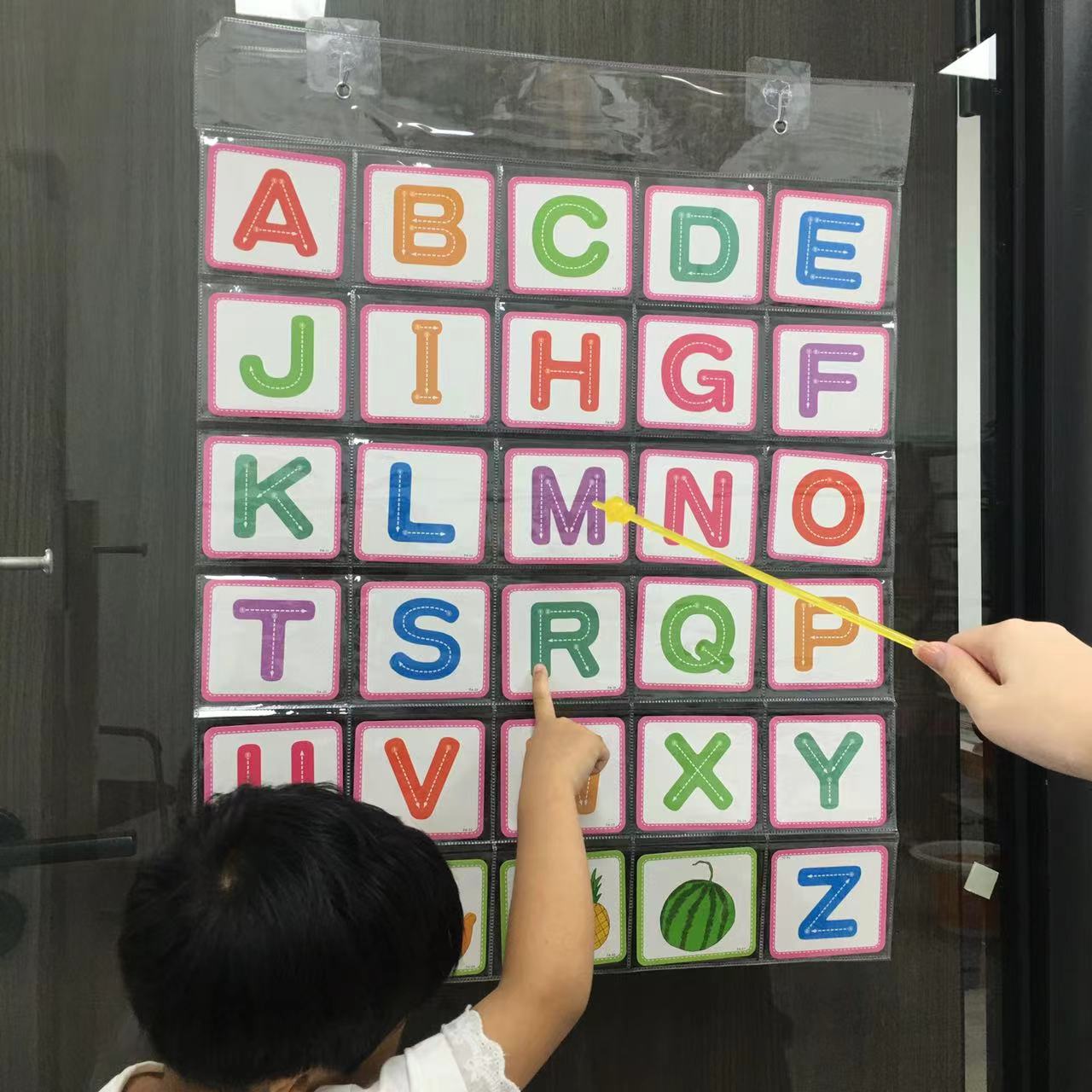 30格48格幼儿童收纳识字卡透明收纳挂袋diy字母字咭插卡袋pvc全套