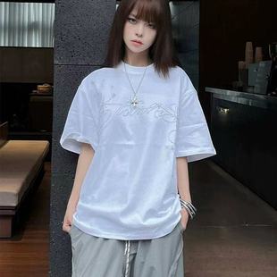 高街oversize印花短袖 100%纯棉2025美式 t恤女ins潮牌休闲学生上衣