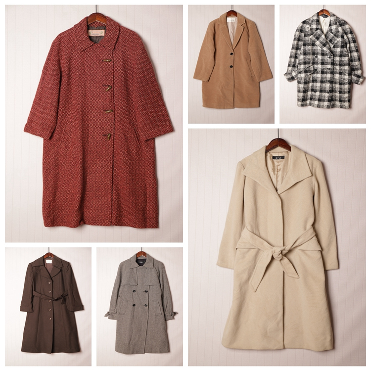 英伦风拼接色羊毛呢子大衣