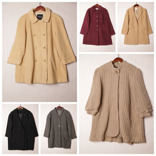 D25 多色 秋冬Vintage复古日制羊毛中长女款 大衣文艺范