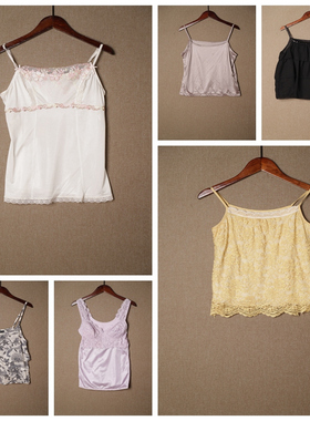 古着Vintage日系文艺范森女纯色碎花无袖显瘦遮肚女上衣 Y569