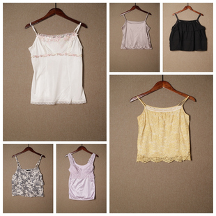 古着Vintage日系文艺范森女纯色碎花无袖 Y569 显瘦遮肚女上衣