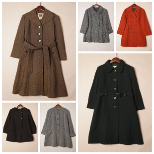 秋冬Vintage复古日制文艺女青年毛呢大衣 D78 多色