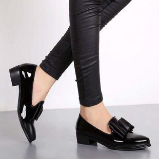 Pointed Toe Women Flats Shoes Bow Women Shoes Patent Leather