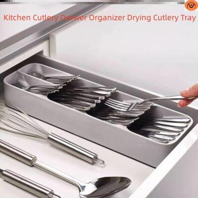 Kitchen Cutlery Drawer Organizer Drying Cutlery Tray Spoon