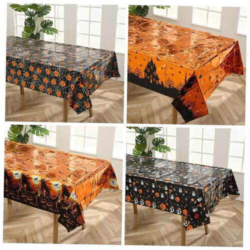 Happy Halloween Decoration Disposable Tablecloth Pumpkin Spi