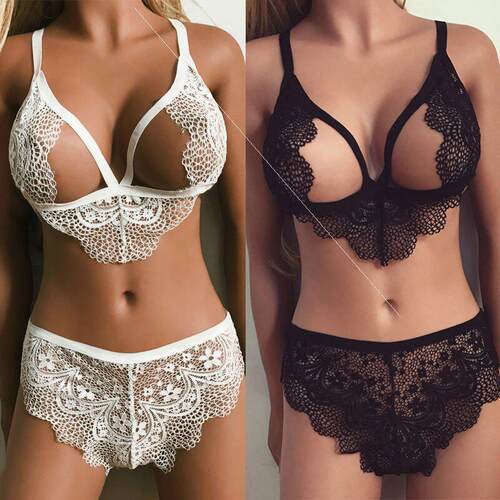Erotic underwear, sexy three-point underwear, split lace