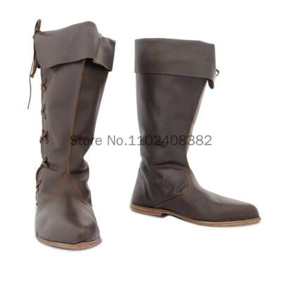 Plus Size Medieval Leather Men Women Boots Halloween Carniva