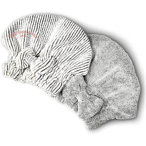 2 Pcs Hair Drying Towels Microfiber Towel Wrap松紧带干发帽