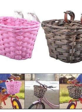 Kids Bike Basket Detachable Handwoven Basket Bicycle